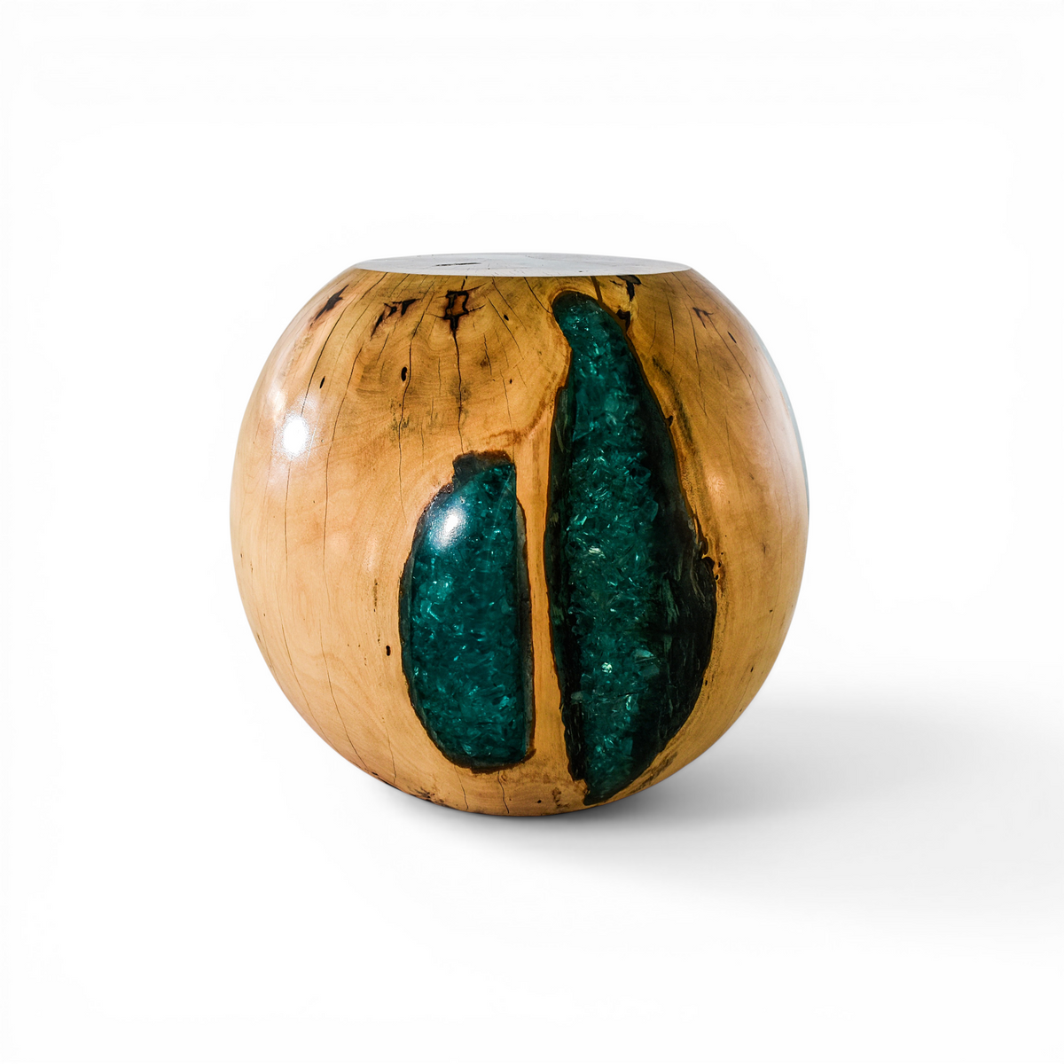 TAMARIND WOOD NATURAL & TURQUOISE RESIN SIDE TABLE W40 |D40 |H45 CM