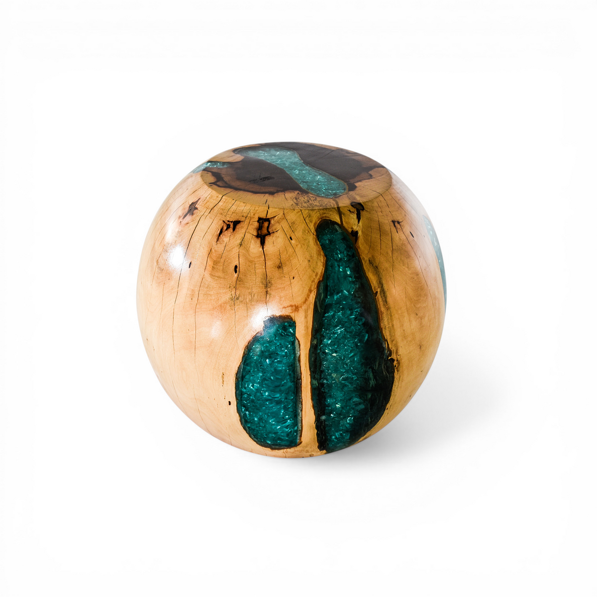 TAMARIND WOOD NATURAL & TURQUOISE RESIN SIDE TABLE W40 |D40 |H45 CM