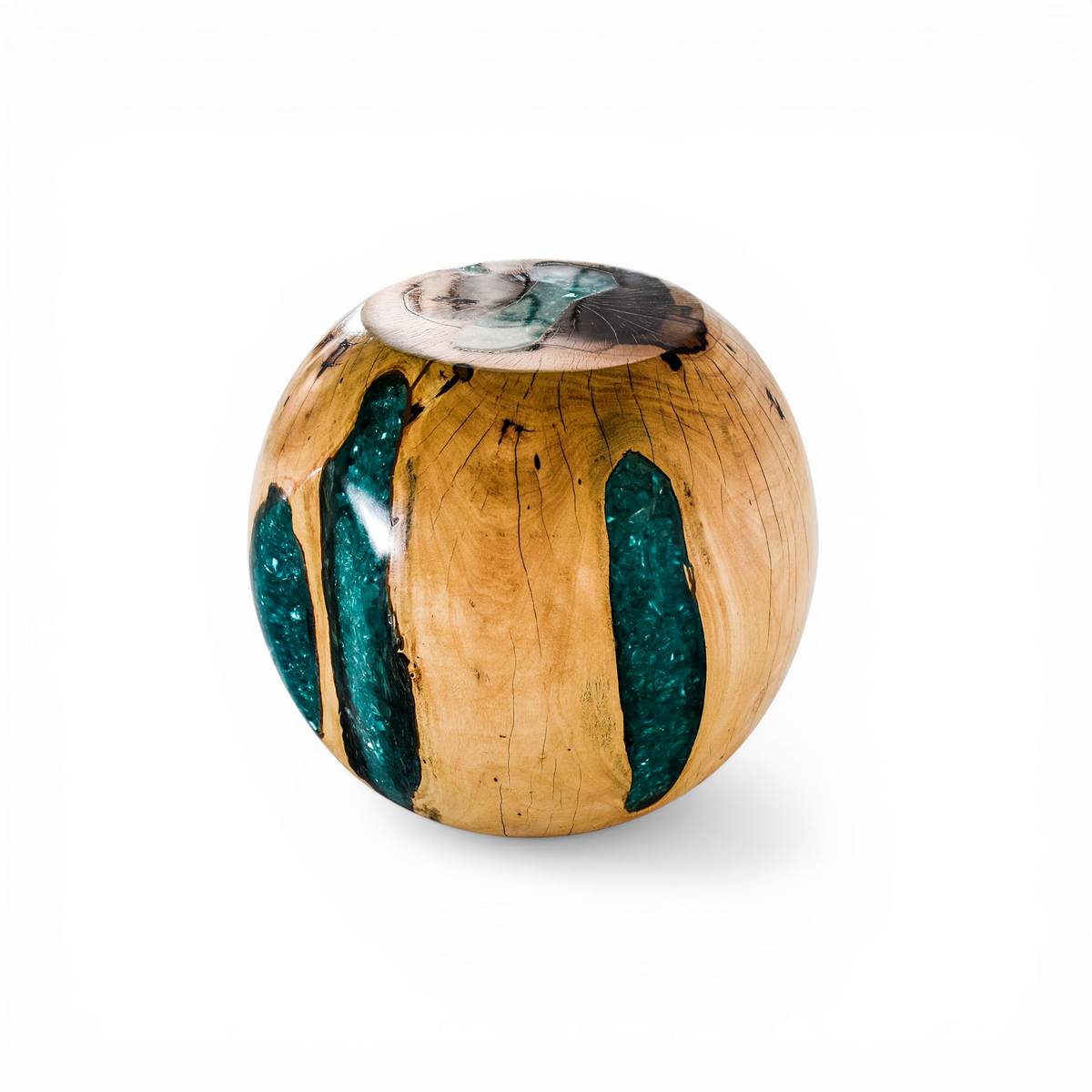 TAMARIND WOOD NATURAL & TURQUOISE RESIN SIDE TABLE W40 |D40 |H45 CM