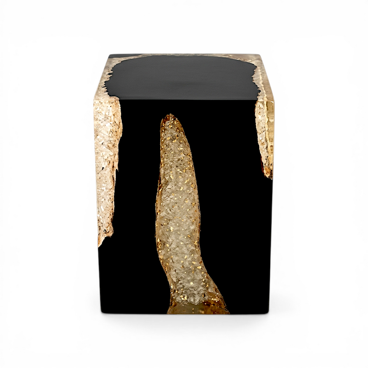 SIDE TABLE TAMARIN WOOD BLACK & CLEAR RESIN W27 |D27 |H40CM