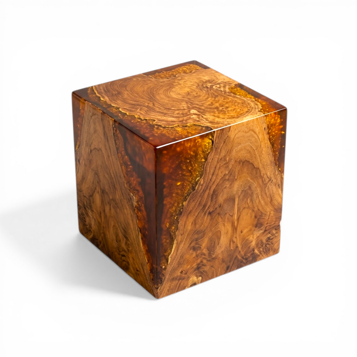 TAMARIND WOOD NATURAL & LIGHT BROWN RESIN SIDE TABLE W40 |D40 |H45 CM