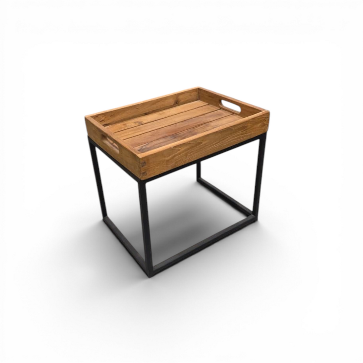 TEAK WOOD SIDE TABLE WITH TRAY W40 |D35 |H35 CM