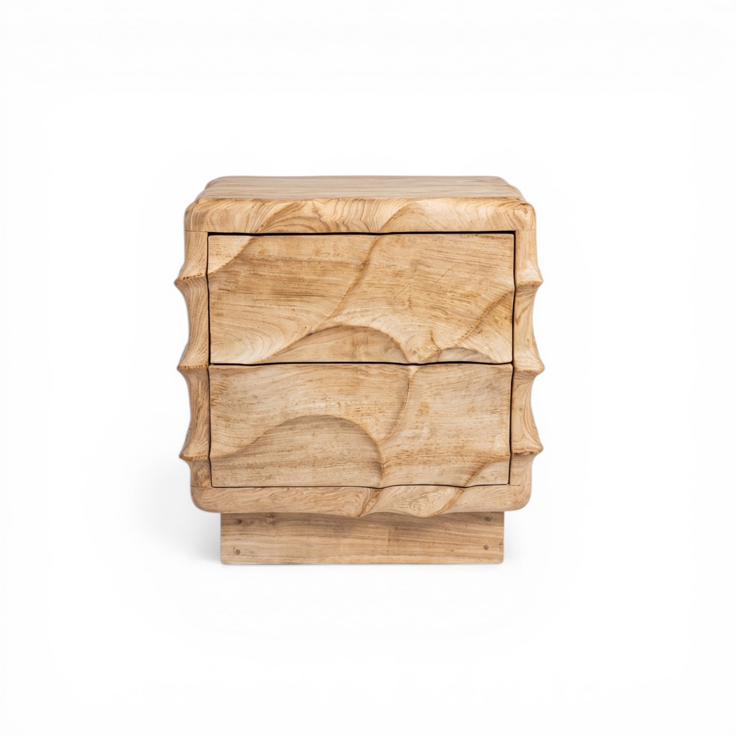 TEAK WOOD CARVED BLEACHED SIDE TABLE W50 |D40 |H60 CM