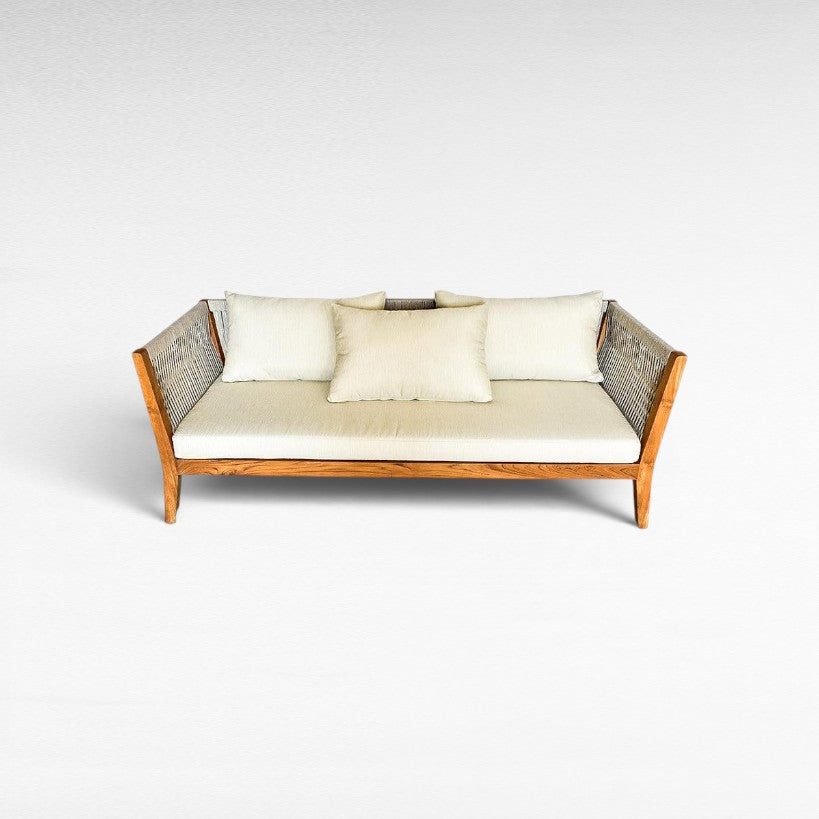 SOFA JERMAN LIGHT GREY ROPE 200x80x75cm - Chora Mykonos