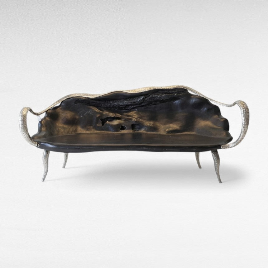 BENCH SUAR WOOD & STAINLESS STEEL BLACK & SILVER