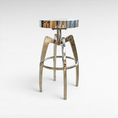 ROUND BAR STOOL WITH POLISHED STEEL FINISH - Chora Mykonos