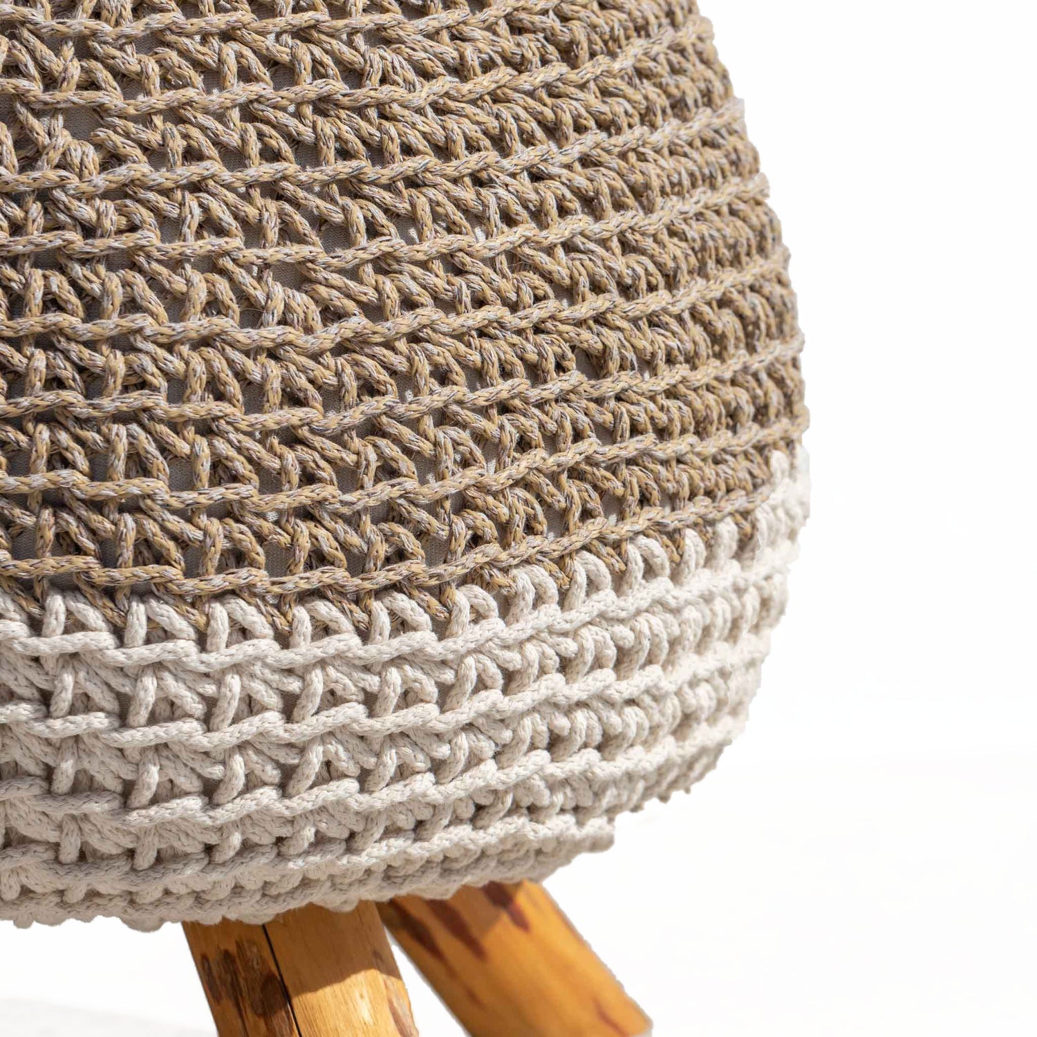 STOOL ROPE & WOOD NATURAL & WHITE Φ37 |H50 CM