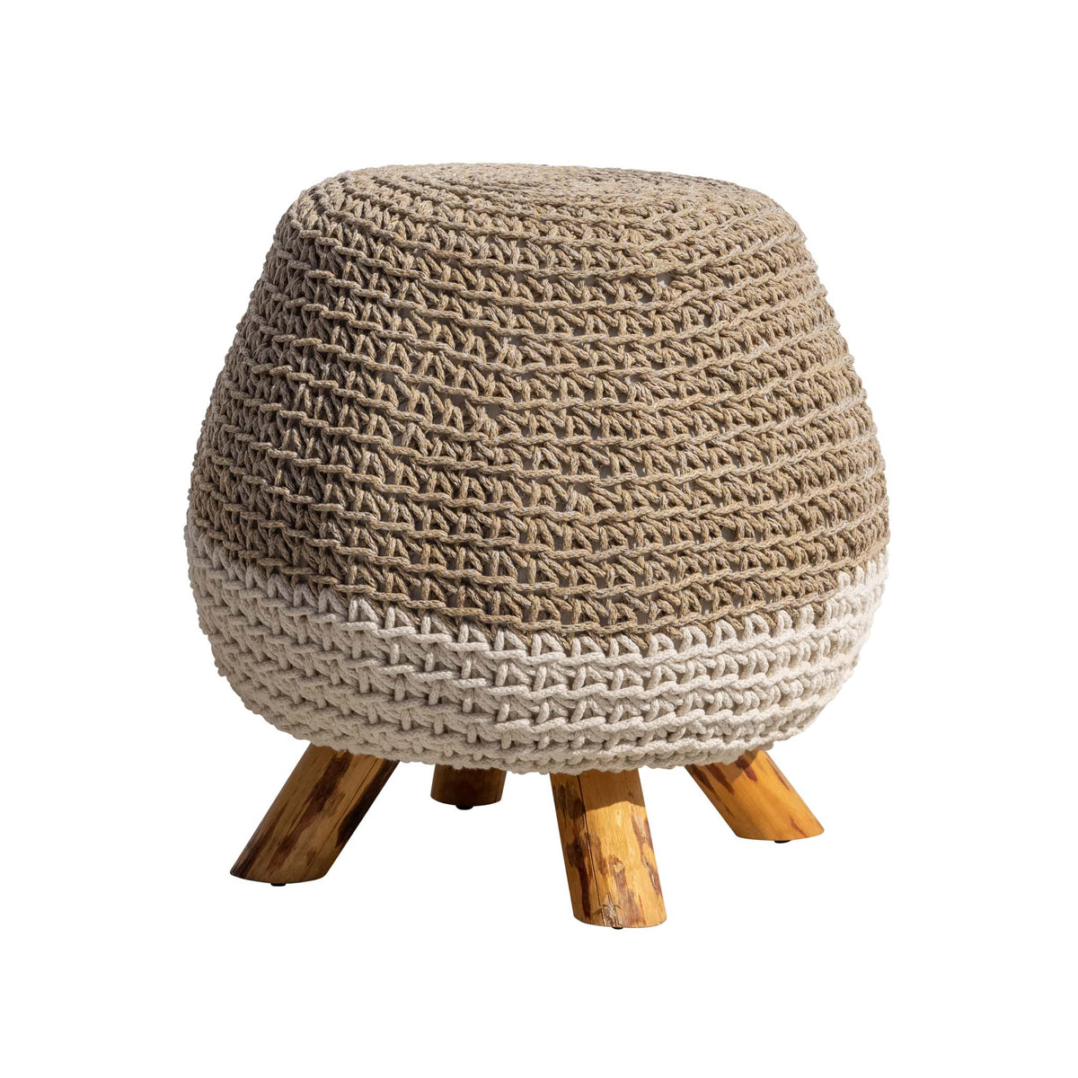 STOOL ROPE & WOOD NATURAL & WHITE Φ37 |H50 CM