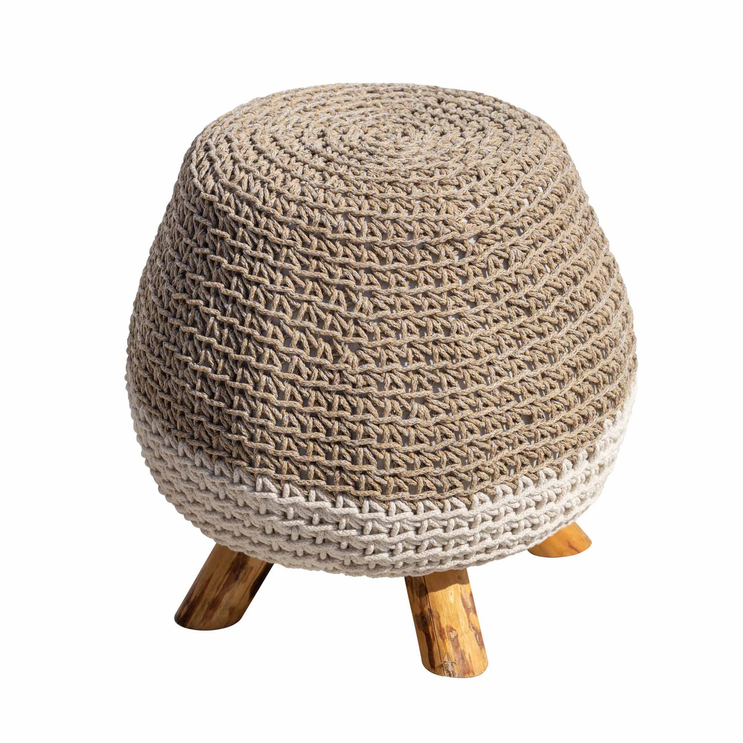 STOOL ROPE & WOOD NATURAL & WHITE Φ37 |H50 CM