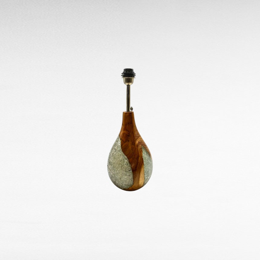 TABLE LAMP TEAK WOOD & RESIN WHITE