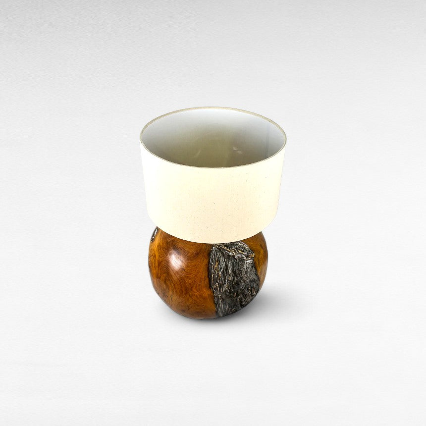 TEAK NATURAL ROUND SHAPED TABLE LAMP 35 CM