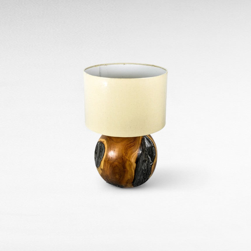 TEAK NATURAL ROUND SHAPED TABLE LAMP 25 CM