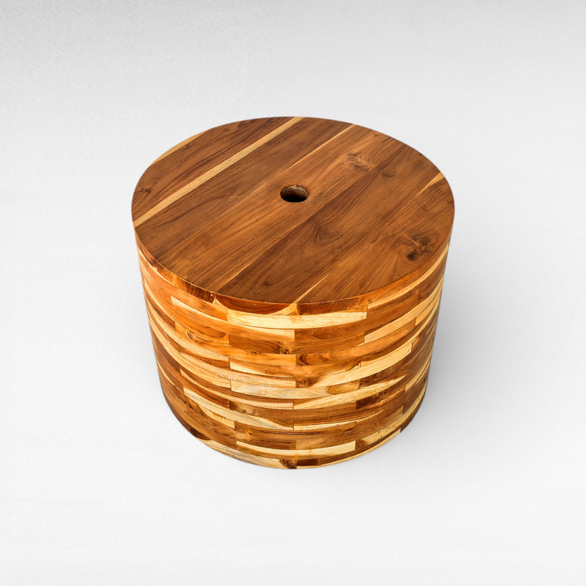 CEMENT AND TEAK WOOD UMBRELLA BASE WITH TABLE D60 |H40 cm