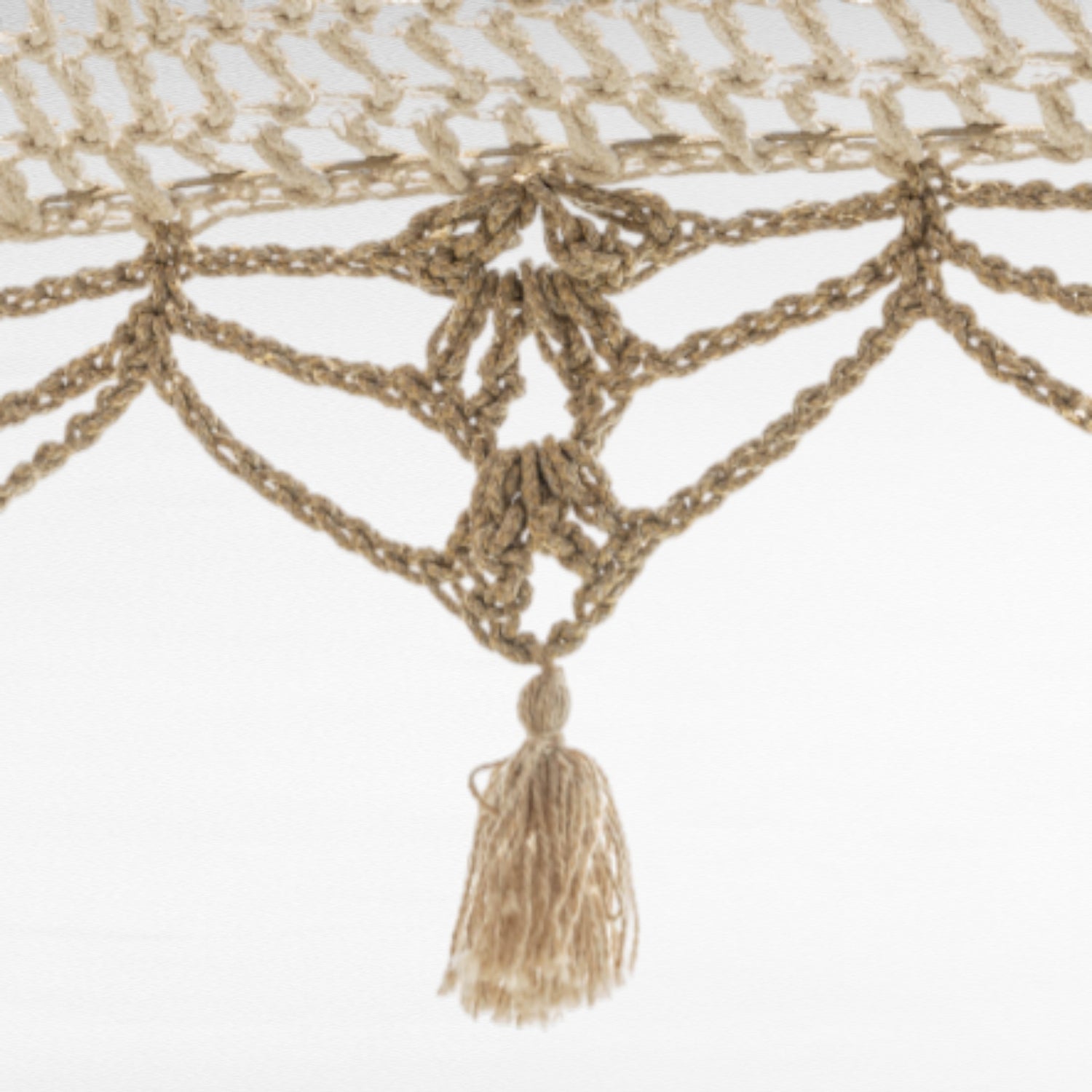 BYZANTINE UMBRELLA ROPE Crochet OFF WHITE & NATURAL WITH TASSELS D260 |H240 cm