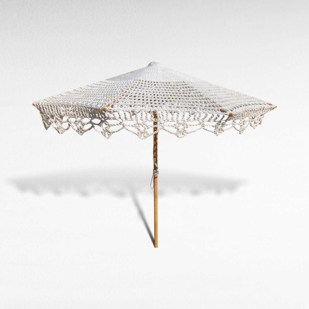 BYZANTINE UMBRELLA WOOD & ROPE Crochet OFF WHITE D260 |H240 cm