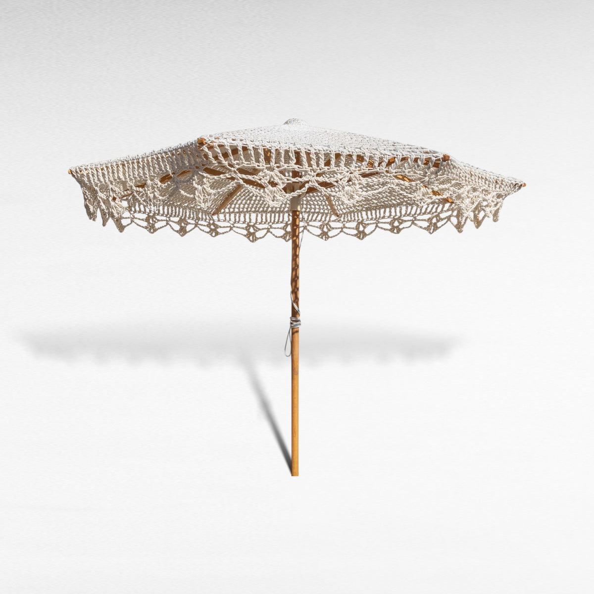 BYZANTINE UMBRELLA WOOD & ROPE Crochet OFF WHITE D260 |H240 cm