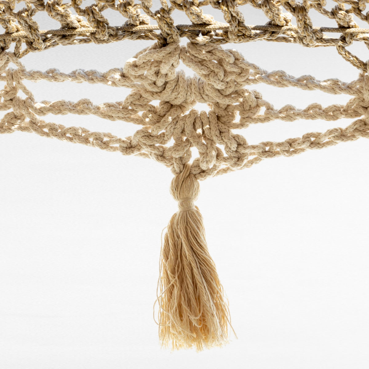 BYZANTINE UMBRELLA ROPE Crochet NATURAL & OFF WHITE TASSELS D260 |H240 cm