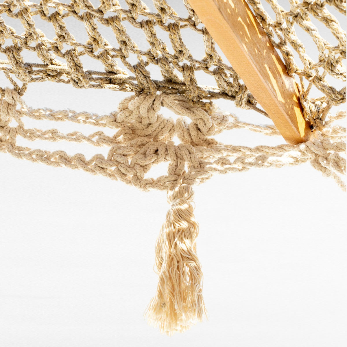 BYZANTINE UMBRELLA ROPE Crochet NATURAL & OFF WHITE TASSELS D260 |H240 cm