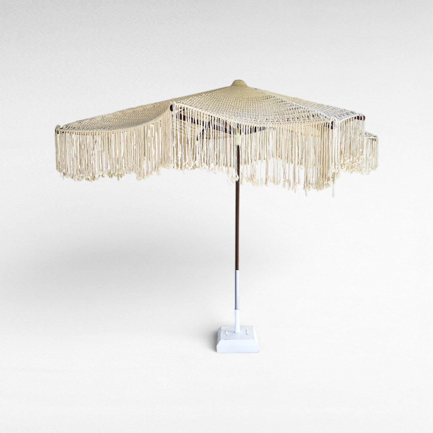 UMBRELLA ROPE & WOOD NATURAL & OFF WHITE D260 |H240 cm