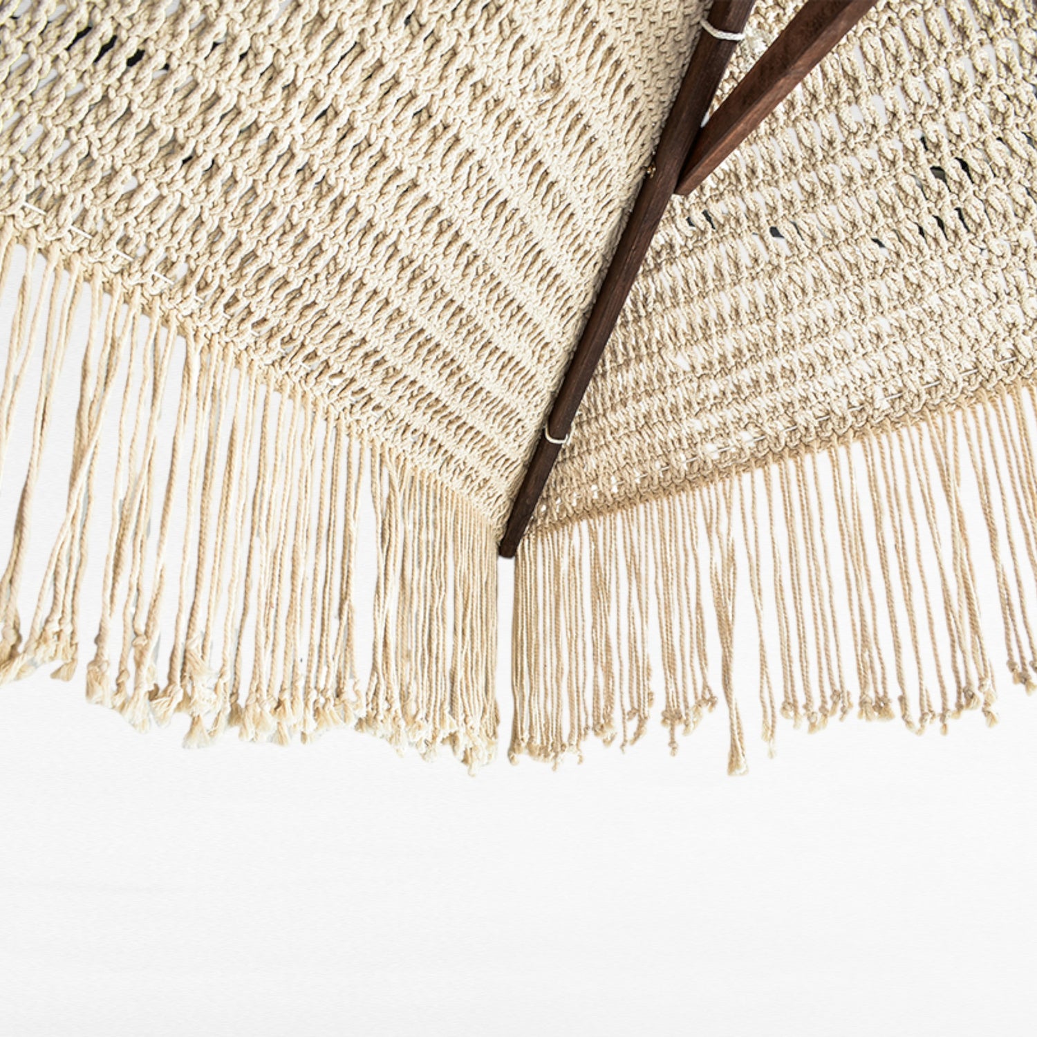 UMBRELLA ROPE & WOOD NATURAL & OFF WHITE D260 |H240 cm