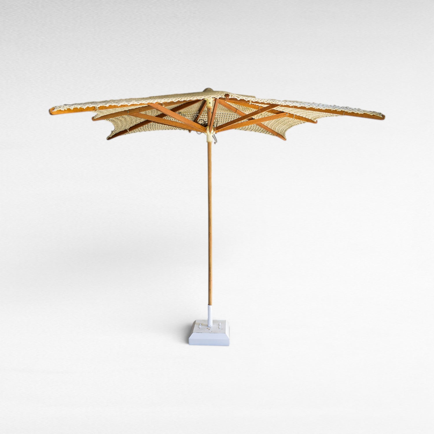 SQUARE ROPE Crochet & WOOD OFF WHITE NO FRINGES L270 |W270 |H240 cm