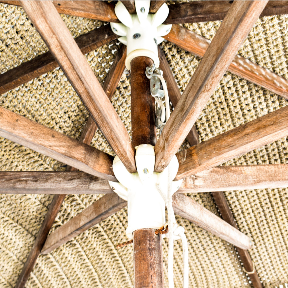SQUARE UMBRELLA ROPE Crochet NATURAL WITH FRINGES L270 |W270 |H240 cm