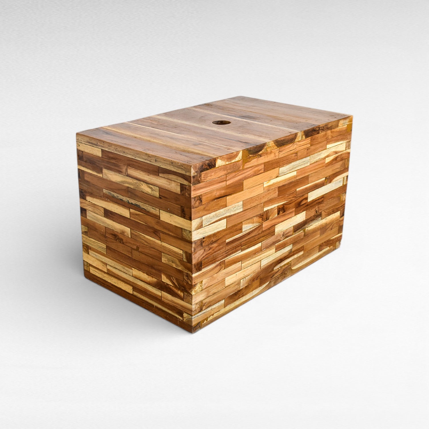 CEMENT AND TEAK WOOD UMBRELLA BASE WITH TABLE L70 |W45 |H45 cm