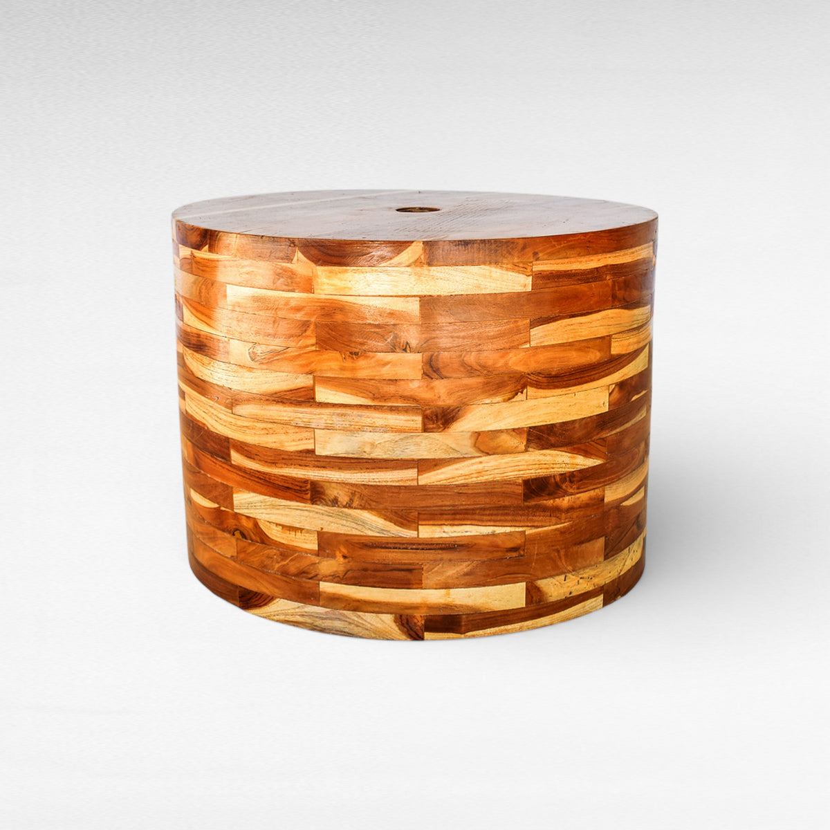 CEMENT AND TEAK WOOD UMBRELLA BASE WITH TABLE D60 |H40 cm