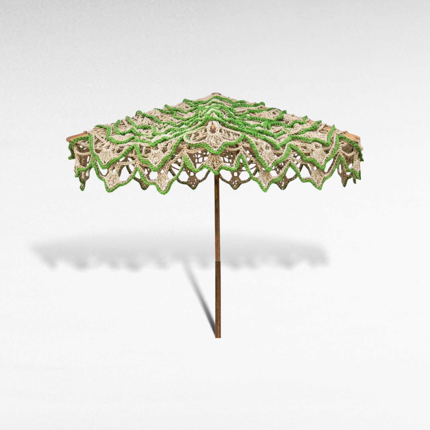 EXTRAVAGANT GREEN AND NATURAL Crochet ROPE UMBRELLA D260 |H240 cm