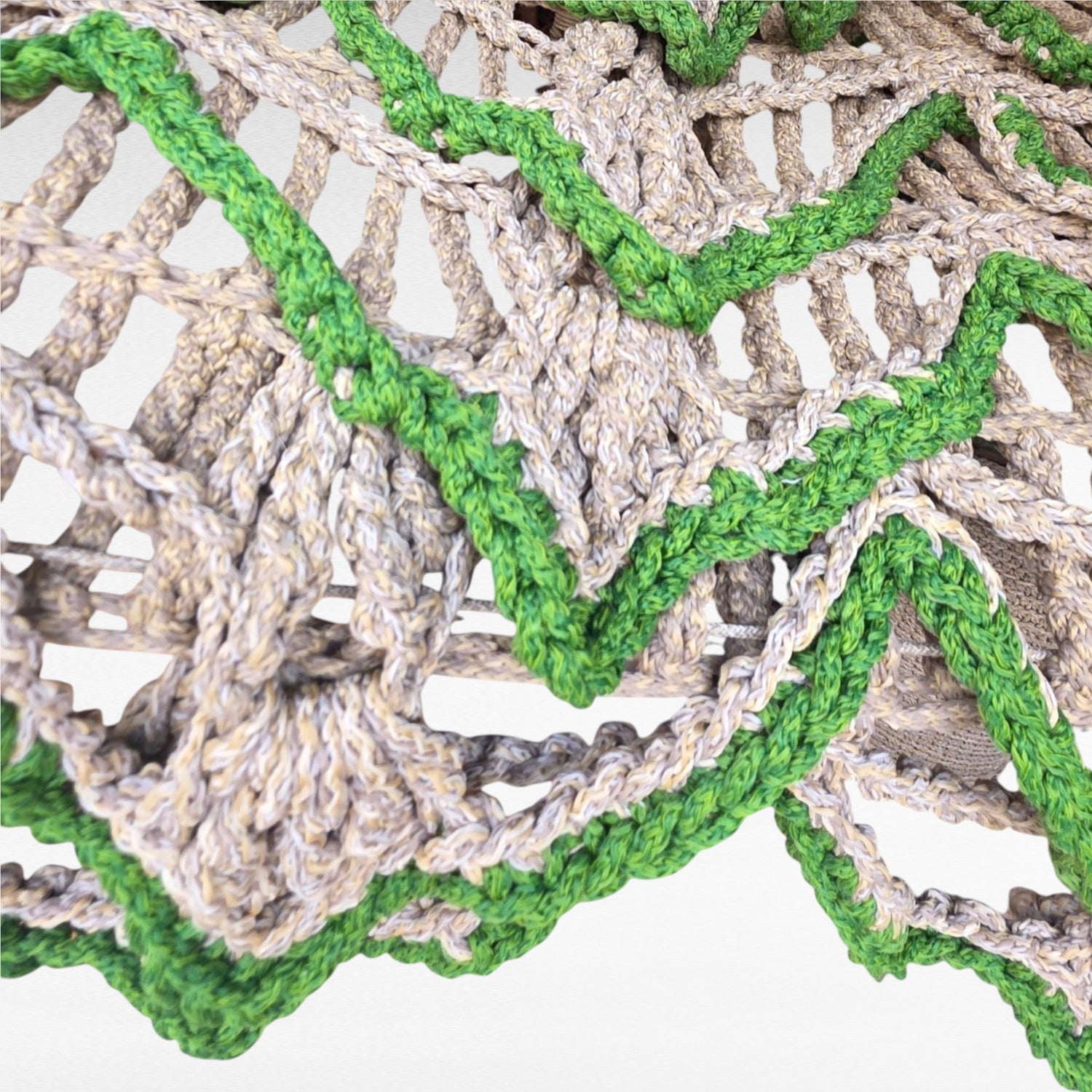 EXTRAVAGANT GREEN AND NATURAL Crochet ROPE UMBRELLA D260 |H240 cm