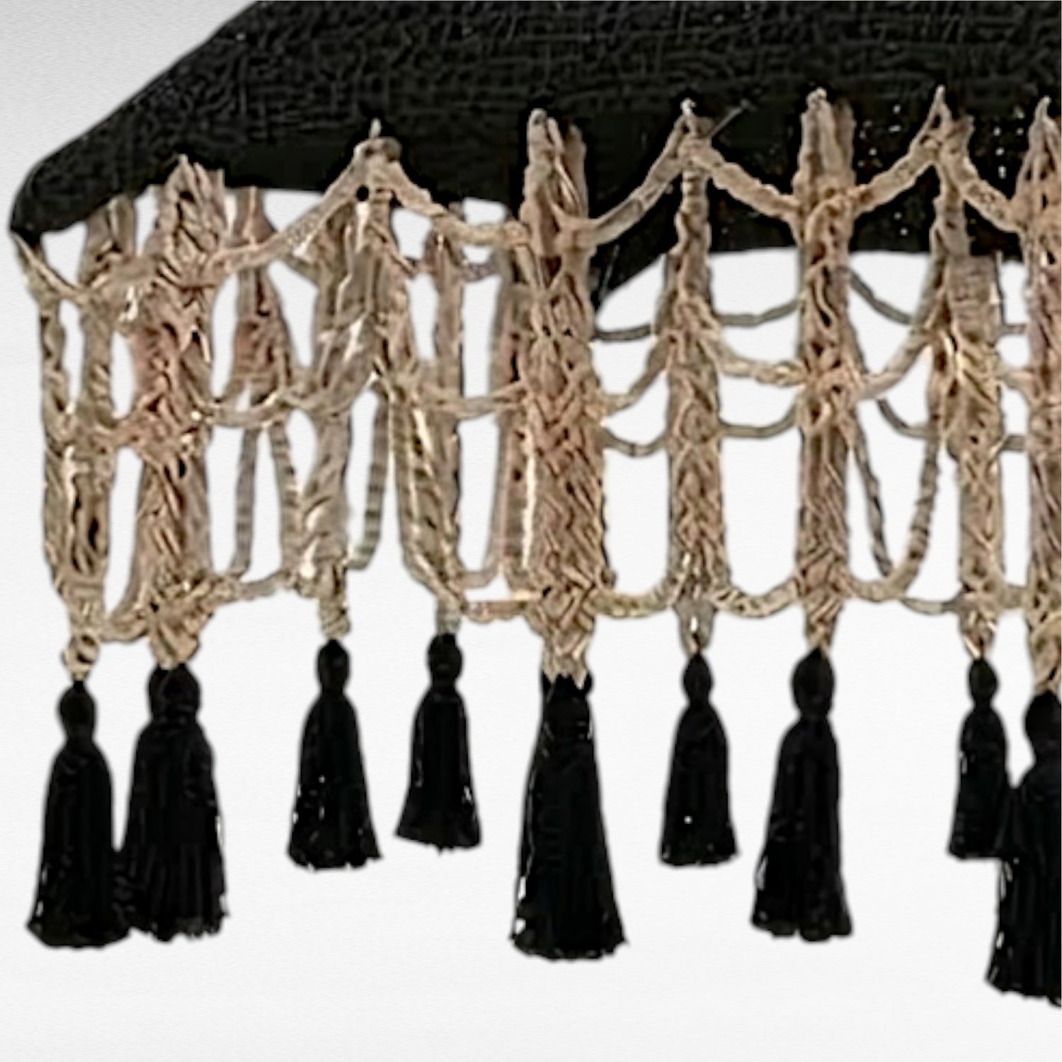 Byzantine Style Umbrella – Natural Finish with Black Fringes D400 |H260 cm