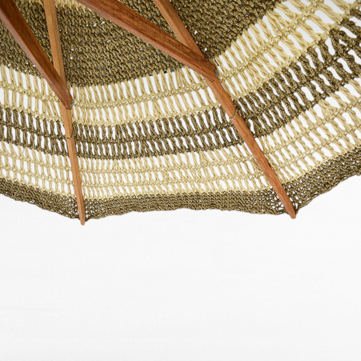 BYBLOS UMBRELLA ROPE NATURAL AND WHITE MACRAME UMBRELLA WITH OAK WOOD FRAME Φ260 |H240 CM