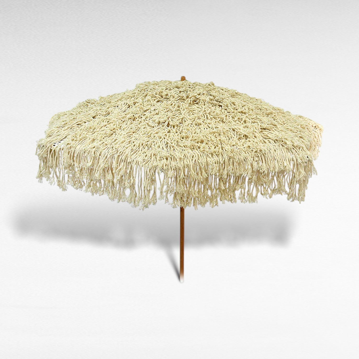 EXTRAVAGANT ROPE MACRAME UMBRELLA WITH OAK WOOD FRAME Φ265 |H260 CM