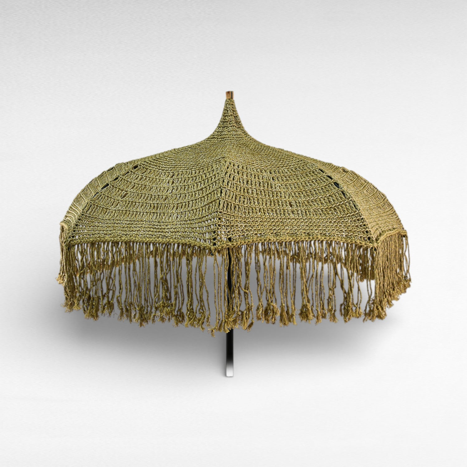 COTTON ROPE MACRAME UMBRELLA WITH OAK WOOD FRAME Φ260 |H260 CM