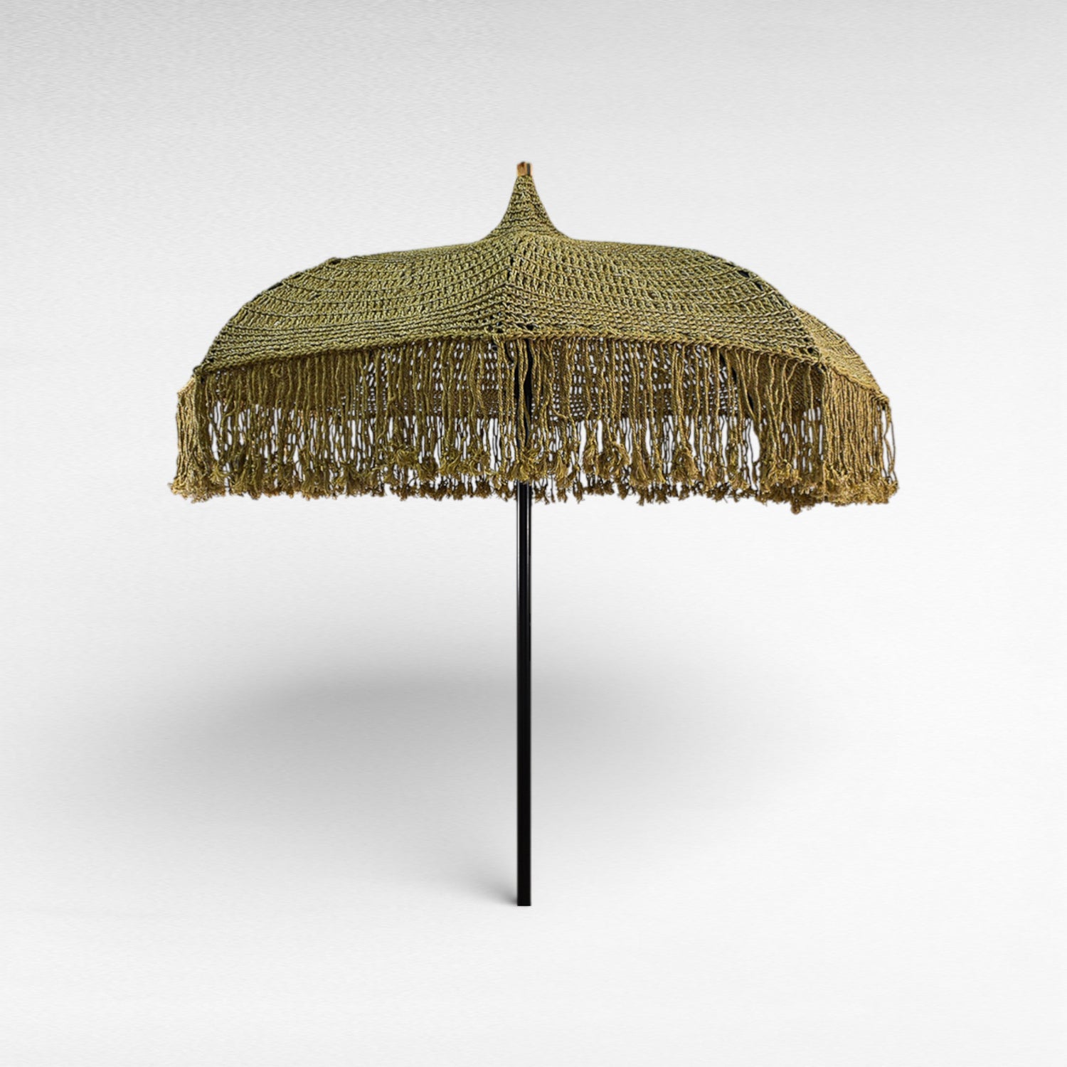 COTTON ROPE MACRAME UMBRELLA WITH OAK WOOD FRAME Φ260 |H260 CM