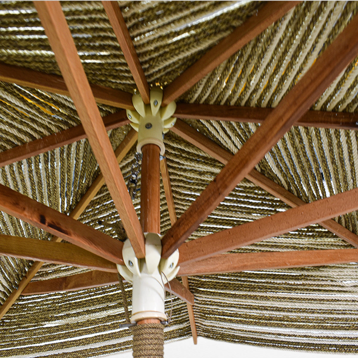 SQUARE ROPE MACRAME UMBRELLA WITH OAK WOOD FRAME Φ260 |H260 CM