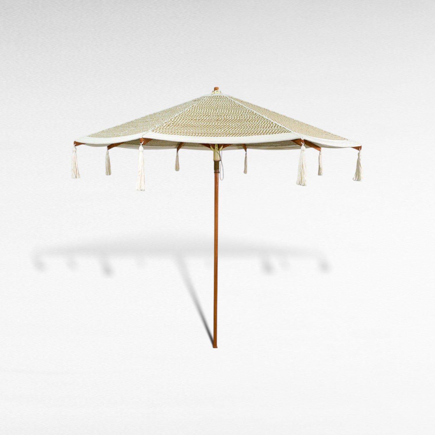 BYBLOS WITH A TWIST ROPE MACRAME UMBRELLA WITH OAK WOOD FRAME Φ260 |H240 CM