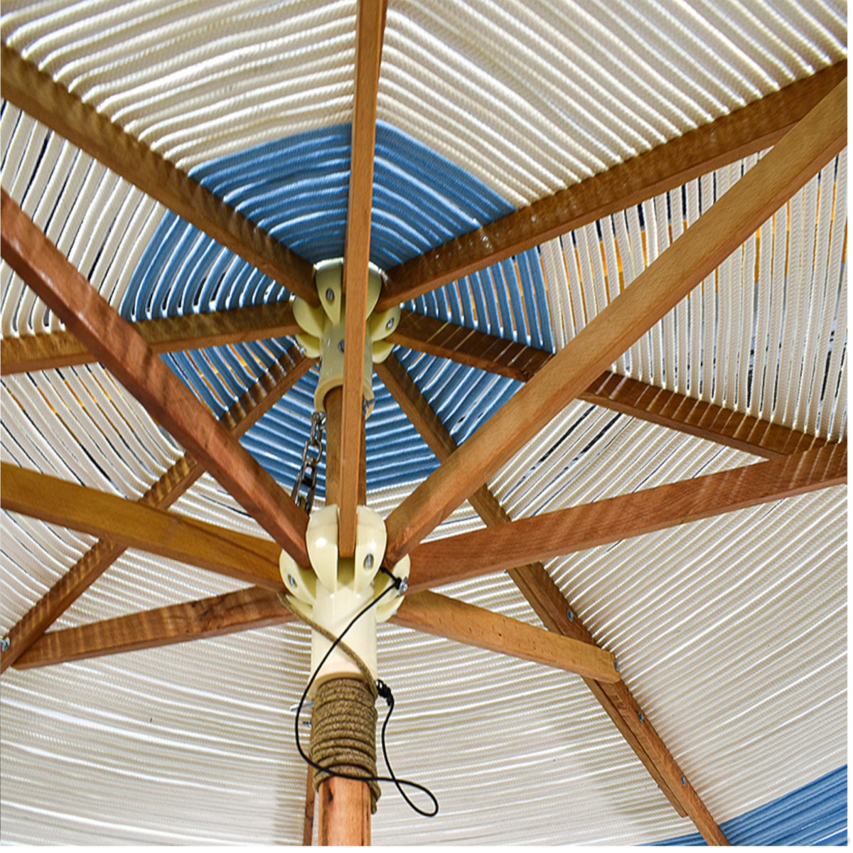 BYBLOS WITH A TWIST ROPE MACRAME UMBRELLA WITH OAK WOOD FRAME Φ260 |H240 CM