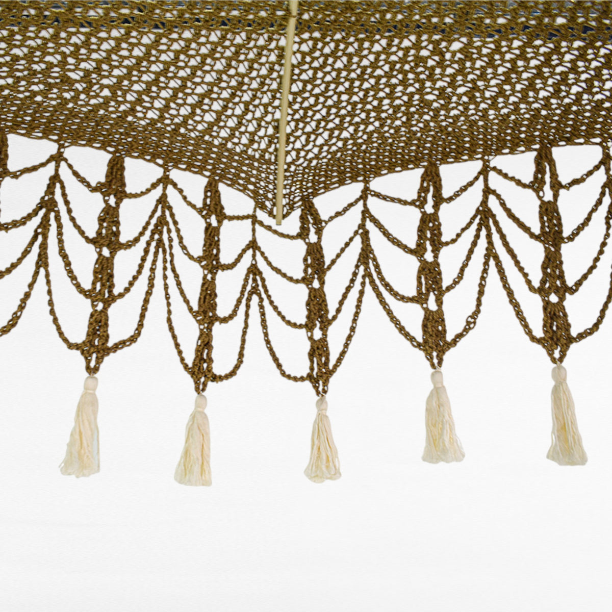 COTTON ROPE MACRAME UMBRELLA WITH OAK WOOD FRAME Φ300 |H260 CM