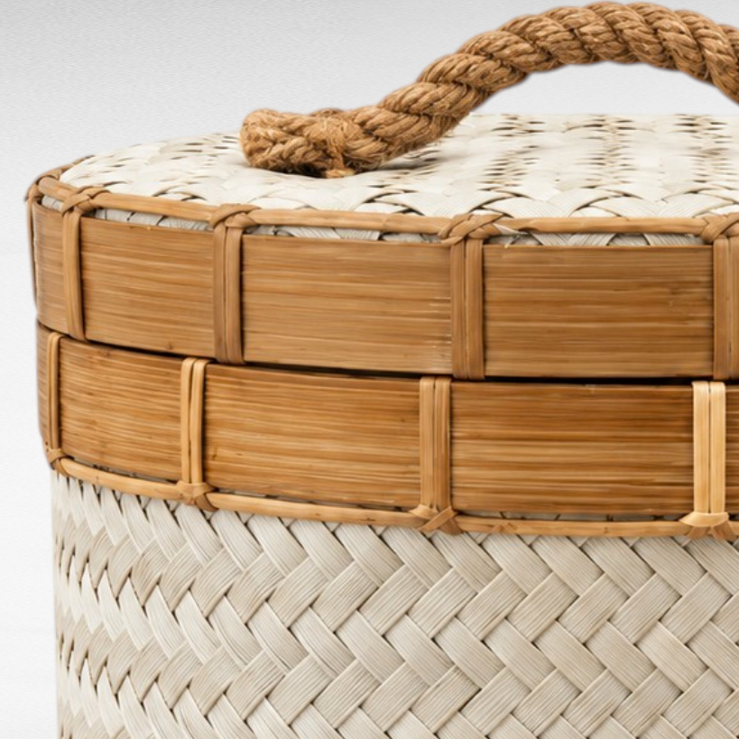 BAMBOO BASKET WITH LID Φ20 |H23 CM  (H with lid)