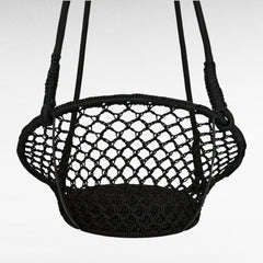 Chora Barefoot Luxury Living black macrame rope hammock swing with metal frame