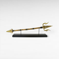 Chora Barefoot Luxury Living ornate brass golden trident sword with decorative stand
