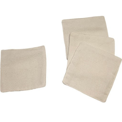 Chora Barefoot Luxury Living set of four square cream cotton coasters with a textured fabric finish.