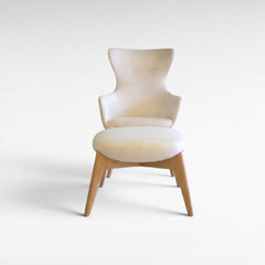 Chora Barefoot Luxury Living cream upholstered relax chair with oak wood frame and footrest