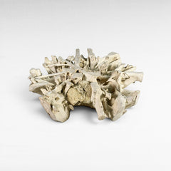 Chora Barefoot Luxury Living natural driftwood coffee table with organic, sculptural form and light wood tones.