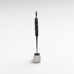 Chora Barefoot Luxury Living black iron and white marble abstract figurine set, modern decor.