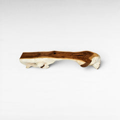 Chora Barefoot Luxury Living natural wood console table with live edge and unique organic shape, 80cm high.