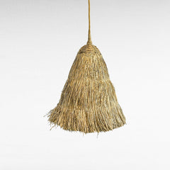 Chora Barefoot Luxury Living natural grass pendant lamp, dome-shaped with a textured weave, 50cm diameter.