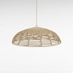 Chora Barefoot Luxury Living handmade natural rope pendant light with a wide dome shape and woven texture