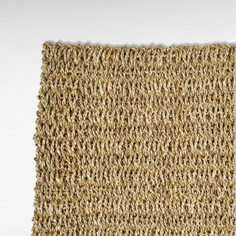 Chora Barefoot Luxury Living natural and white synthetic rattan carpet, 120x60cm, woven texture